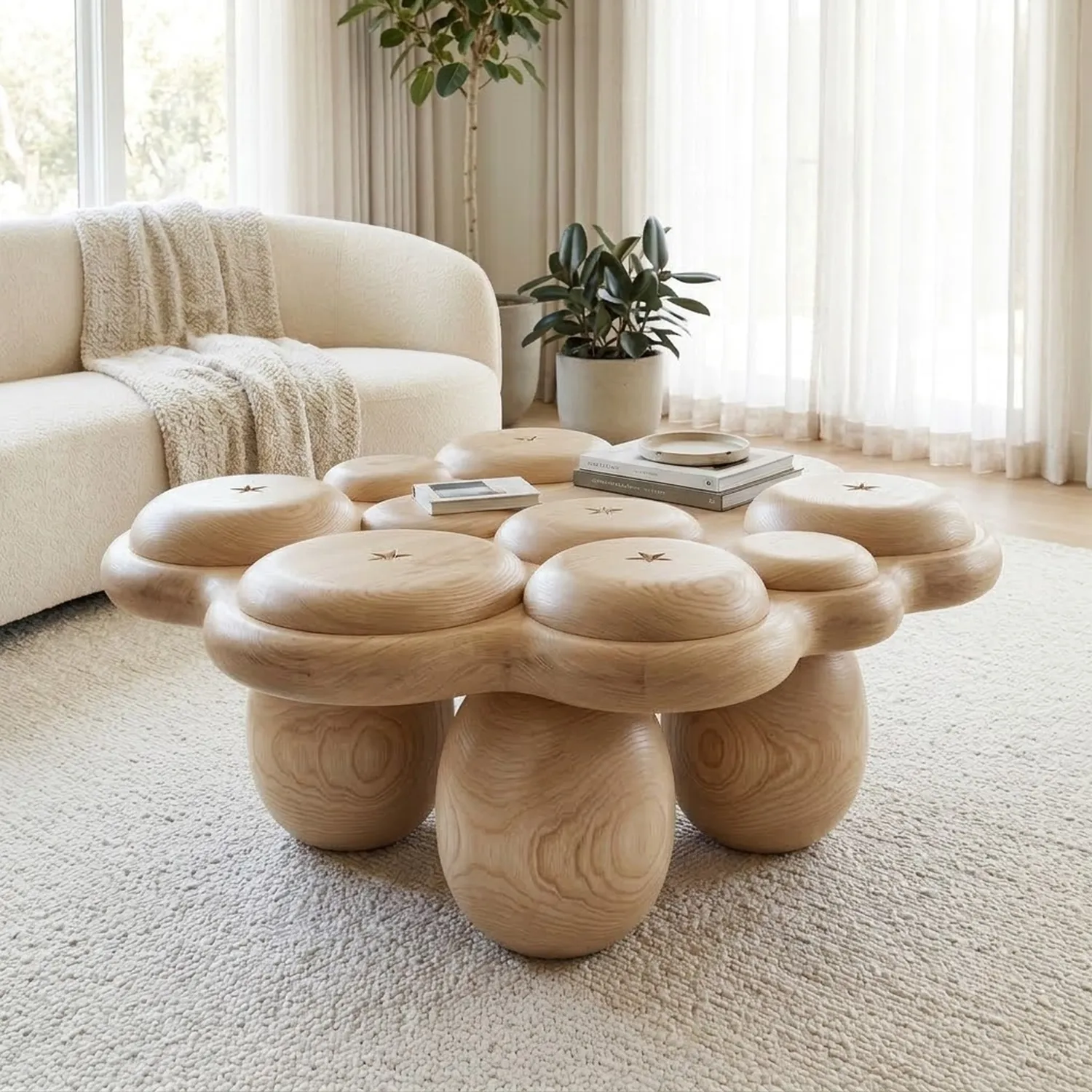 Wood Blueberry Bubble Coffee Table Classic Furniture Accent Living Room Decor