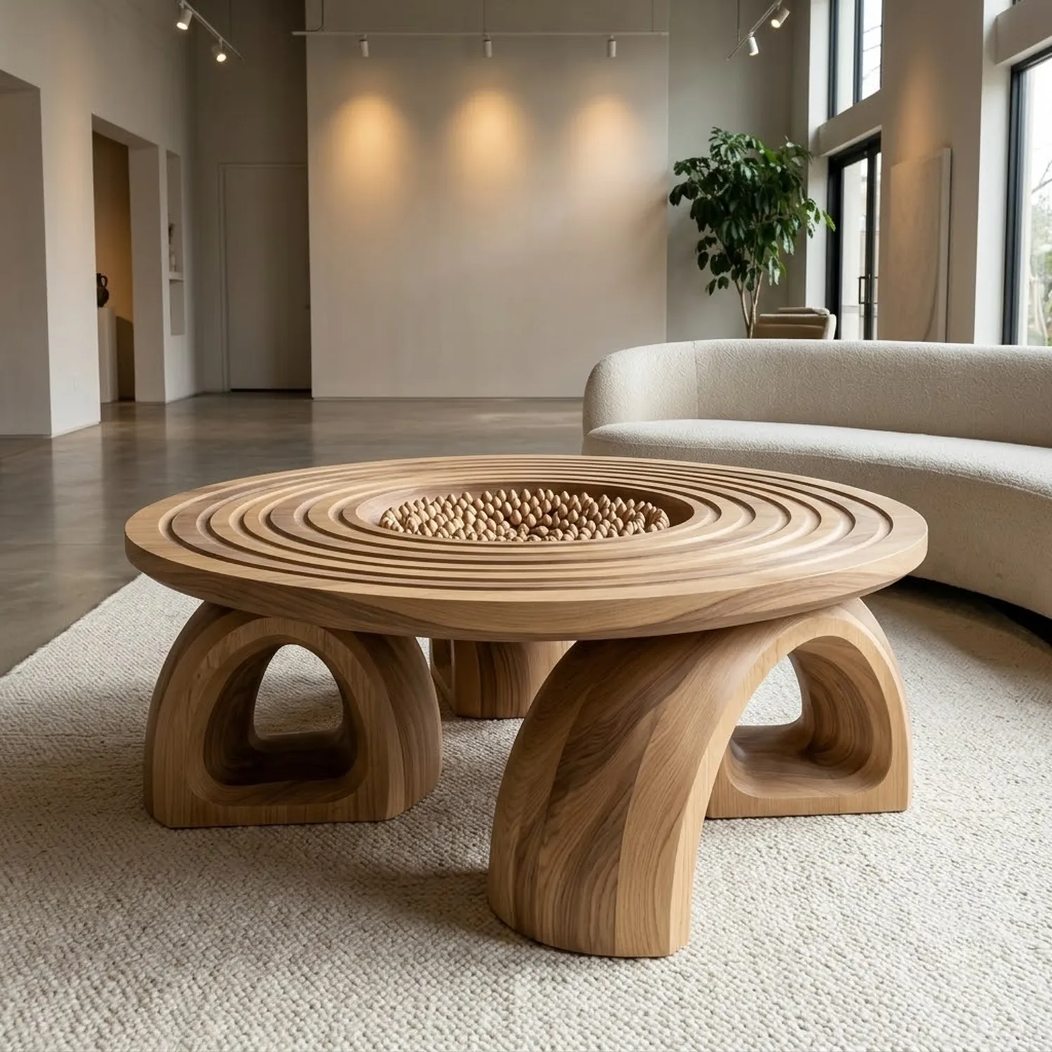 Wood Guava Chamber Coffee Table Contemporary Geometric Interior Decor